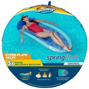 swimways spring float original pool lounge chair with hyper-flate valve, teal palm