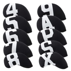 big number neoprene golf iron covers set - club head covers - wedge iron protective headcover for callaway, ping, taylormade, cobra, mizuno