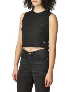 champion women's cropped muscle tee, black, xx-large