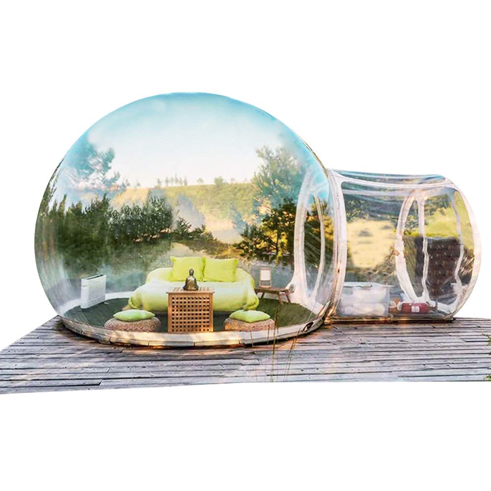 CNCEST Inflatable Bubble House, Waterproof Luxurious Transparent Outdoor Dome Single Tunnel Inflatable Bubble Tent with Blower for Camping, Music Festival, Stargazing (Transparent)