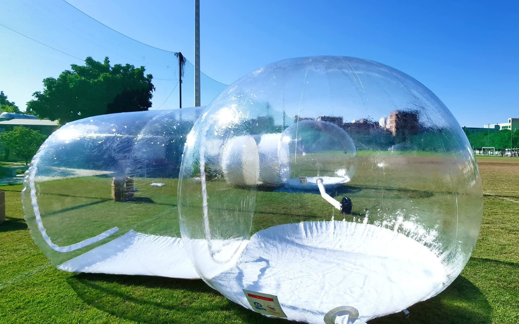 CNCEST Inflatable Bubble House, Waterproof Luxurious Transparent Outdoor Dome Single Tunnel Inflatable Bubble Tent with Blower for Camping, Music Festival, Stargazing (Transparent)