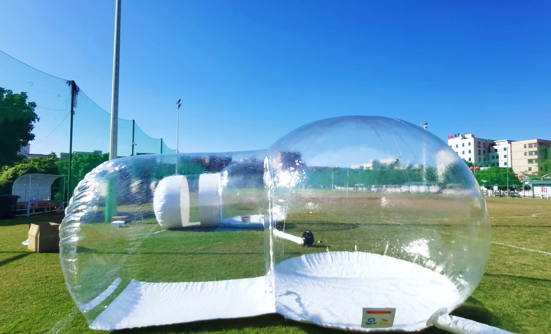 CNCEST Inflatable Bubble House, Waterproof Luxurious Transparent Outdoor Dome Single Tunnel Inflatable Bubble Tent with Blower for Camping, Music Festival, Stargazing (Transparent)