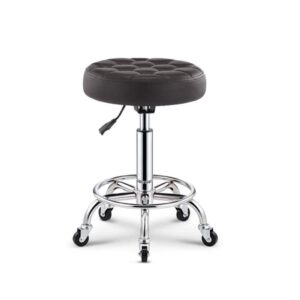 rugs clinic stool with wheels，swivel chair office stool with black synthetic leather seat，adjustable height 45-59 cm，supported weight 160 kg，photography stoolfor home office