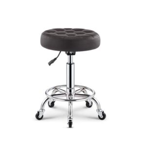 Rugs Clinic Stool with Wheels，Swivel Chair Office Stool with Black Synthetic Leather Seat，Adjustable Height 45-59 cm，Supported Weight 160 Kg，Photography Stoolfor Home Office