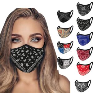 stoota 10pc face cover mask washable reusable, anti dust wind for adult, multifunctional bicycle riding fishing cycling (multicolor y1, one size)
