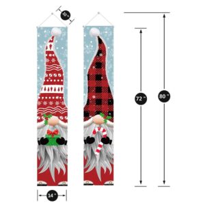 Outdoor Christmas Decorations - Gnomes Porch Sign Banners Hanging Decorations - Xmas Holiday Decor for Outside Indoor Yard Home Front Door Garage Wall