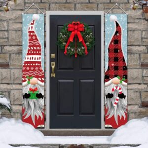 Outdoor Christmas Decorations - Gnomes Porch Sign Banners Hanging Decorations - Xmas Holiday Decor for Outside Indoor Yard Home Front Door Garage Wall