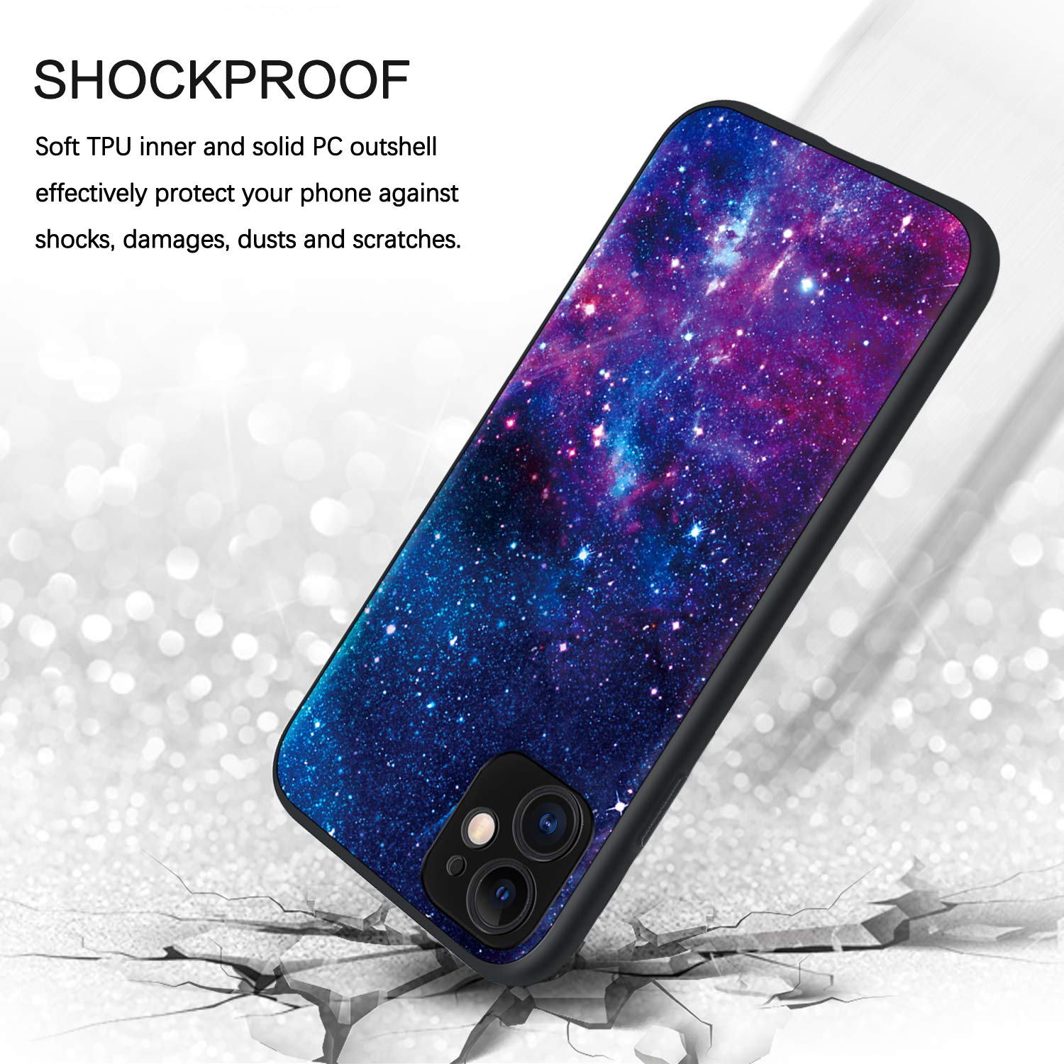 BENTOBEN iPhone 11 Case, Phone Case iPhone 11, Slim Fit Glow in The Dark Soft Flexible Bumper Protective Anti Scratch Non-Slip Phone Cases Cover for Apple iPhone 11 6.1" (2019), Nebula/Galaxy Design