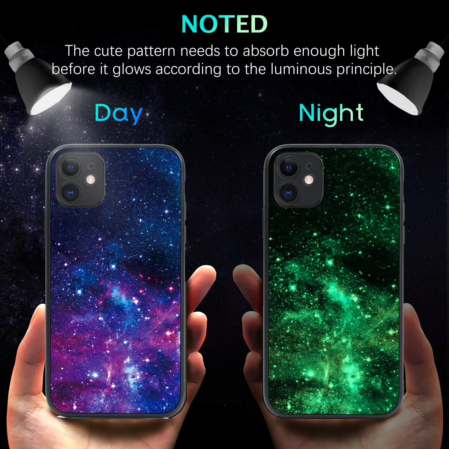 BENTOBEN iPhone 11 Case, Phone Case iPhone 11, Slim Fit Glow in The Dark Soft Flexible Bumper Protective Anti Scratch Non-Slip Phone Cases Cover for Apple iPhone 11 6.1" (2019), Nebula/Galaxy Design