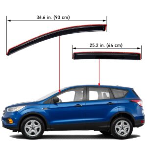 Lightronic WV194383 in-Channel Side Window Visor Deflector Rain Guard, Dark Smoke, 4-Pieces Set, Fits 2013-2019 Ford Escape