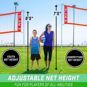 GoSports Slam X Huge 21 ft x 21 ft 4 Way Volleyball Game Set - Ultimate Backyard & Beach Game For Kids And Adults