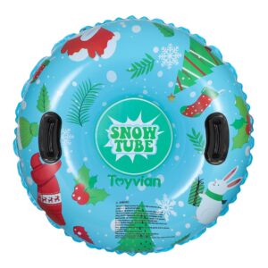 toyandona inflatable snow tube, 37 inch wear resistant snow sled snow tube with handles for kids or adults
