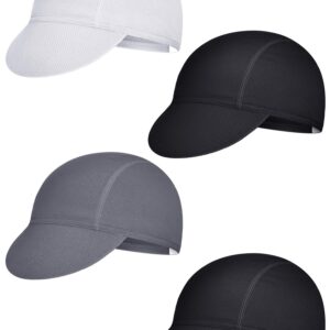 4 Pieces Summer Unisex Cycling Cap Breathable Bicycle Caps Sweat-Absorbing Biking Caps for Women Men Running Outdoor Sports (White, Grey, Black)