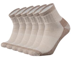 sox town merino wool low cut quarter socks with heavy cushion ankle moisture wicking warm for men outdoor hiking hike cycling(khaki l)