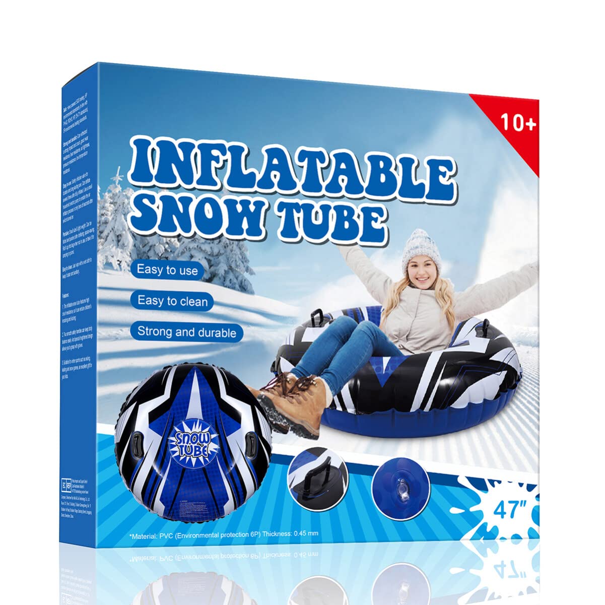 Toyvian 120cm Winter Snow Tube Inflatable Sled Snow Ring with Handles for Kids Adults Winter Outdoor Skating Skiing