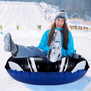 Toyvian 120cm Winter Snow Tube Inflatable Sled Snow Ring with Handles for Kids Adults Winter Outdoor Skating Skiing