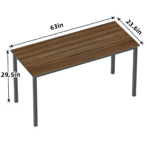 sogesfurniture 63 inches Large Size Office Desk Computer Desk Gaming Desk Computer Table Sturdy Office Desk Writing Desk, Walnut BHUS-GCP2AC3-160BW-NEW