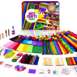 Dan&Darci Arts and Crafts Vault - Craft Supplies Kit in a Box for Kids Ages 4 5 6 7 8 9 10 11 & 12 Year Old Girls & Boys - Crafting Set Kits - Easter Gift Ideas for Kids Art Activity Gifts