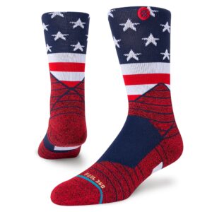 stance american crew socks (large, red)