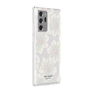 kate spade new york Protective Hardshell Case (1-PC Comold) for Samsung Note 20 Ultra & Samsung Note 20 Ultra 5G - Hollyhock Floral Clear/Cream with Stones/Cream Bumper