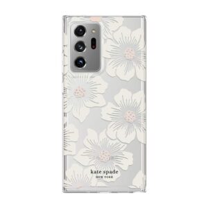 kate spade new york Protective Hardshell Case (1-PC Comold) for Samsung Note 20 Ultra & Samsung Note 20 Ultra 5G - Hollyhock Floral Clear/Cream with Stones/Cream Bumper