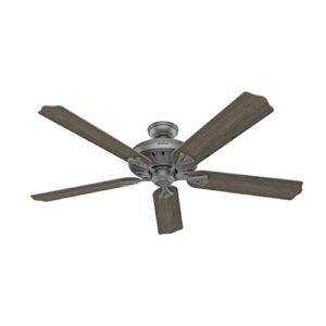 hunter fan company, 51119, 60 inch royal oak matte silver ceiling fan and handheld remote