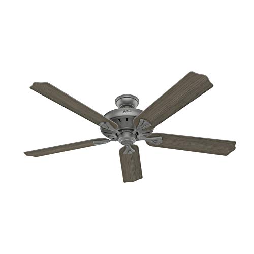 Hunter Fan Company, 51119, 60 inch Royal Oak Matte Silver Ceiling Fan and Handheld Remote