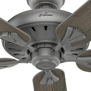 Hunter Fan Company, 51119, 60 inch Royal Oak Matte Silver Ceiling Fan and Handheld Remote