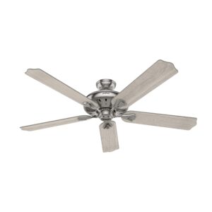 hunter fan company, 51120, 60 inch royal oak brushed nickel ceiling fan and handheld remote