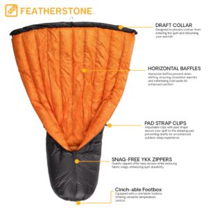 Featherstone Moondance 25 850 Fill Power Down Top Quilt Mummy Sleeping Bag Alternative for Ultralight Backpacking Camping and Thru-Hiking