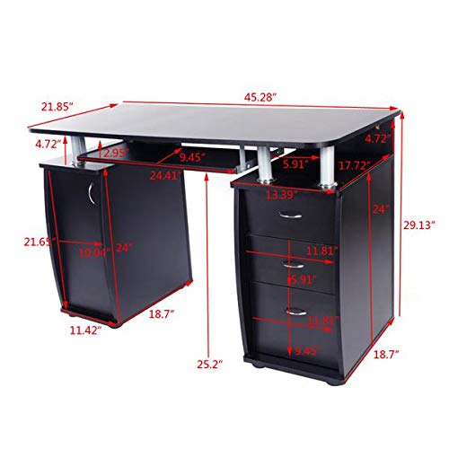 Computer Workstation Desk with Storage, Office Desk with Drawers Computer Desk with Keyboard Tray, Home Office Desk 45" L x 22" W x 30" H