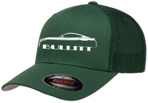 2019 2020 bullitt ford mustang outline design flexfit trucker mesh fitted cap forest