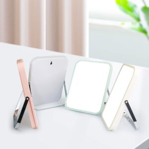 Tabletop Makeup Mirror,Square Desktop Foldable Vanity Mirror,8‘ Portable Folding Mirror with Metal Stand 90°Adjustable,Table Desk Standing Cosmetic Mirror Wall Hanging Dual-Purpose Small Mirror(Gray)