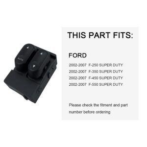 Power Window Switch Fits for 2002-2007 Ford F-250 F-350 F-450 F-550 Super Duty, 2C3Z-14529-AA 5C3Z-14529-AAA, Front Left Driver Side Master Control Switch