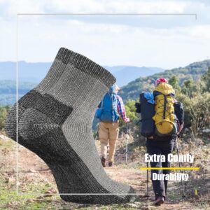 SOX TOWN Merino Wool Low Cut Quarter Socks with Heavy Cushion Ankle Moisture Wicking Warm for Men Outdoor Hiking Hike Cycling(Black L)