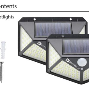 Dartwood 100 LED Solar Spotlight with Motion Sensor - 450 Lumens Weatherproof Spotlight - Give The Best Vision to Your Doorways in The Dark (2-Pack)