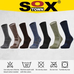 SOX TOWN Unisex Cushioned Crew Training Athletic Socks Men & Women with Combed Cotton Moisture Wicking Breathable Performance(BlackGrey M)