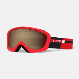 giro chico youth snow goggle - black red podium strap with amber rose lens