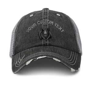 Custom Distressed Trucker Hat Animal Wildlife Rhinoceros Black Rhino Cotton for Men & Women Strap Closure Gray Personalized Text Here