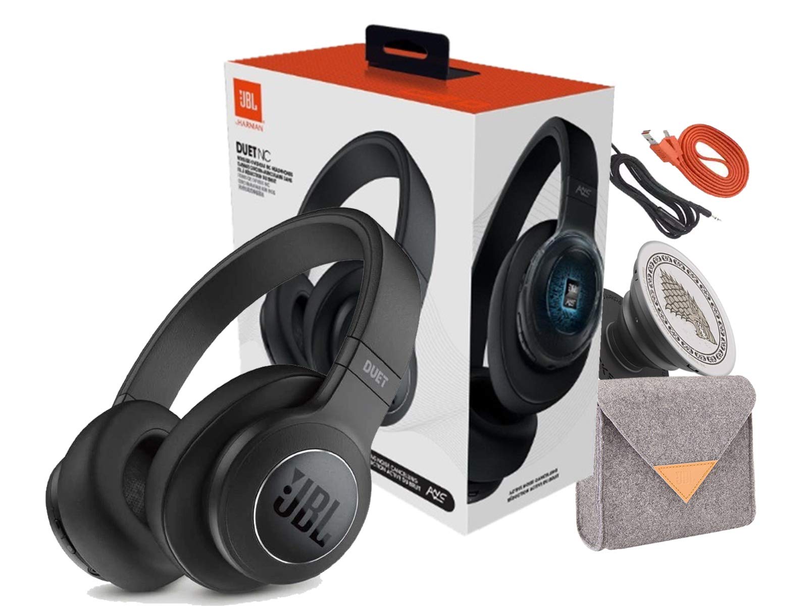 JBL Duet ANC Wireless Noise Cancelling On-Ear Headphones with Pouch-Phone Griper Stand (Retail Packing)