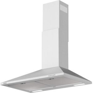 homelabs 30 inch wall mount range hood exhaust fan for kitchen - stainless steel with 3 suction speeds, led lights and push button controls - clears area up to 220 cfm