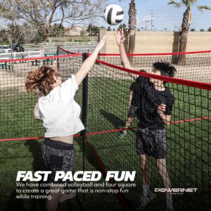 PowerNet Four Square Volleyball Net | Fun New Game | Play at The Park or Beach | 2 Versions (Standalone Four Square)