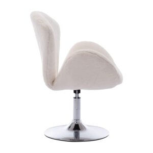 Wahson Vanity Chairs with Backs for Bedroom Cute Home Office Chair Faux Fur Chairs for Teens Girls Dorm Chairs Comfy Adjustable Stool,White (Faux Rabbit Fur)