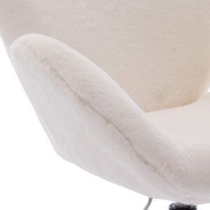 Wahson Vanity Chairs with Backs for Bedroom Cute Home Office Chair Faux Fur Chairs for Teens Girls Dorm Chairs Comfy Adjustable Stool,White (Faux Rabbit Fur)