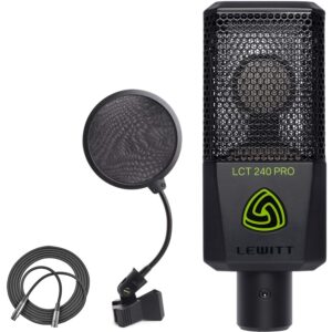 Lewitt LCT 240 PRO Condenser Mic + On Stage 4-Inch Pop Filter + XLR Mic Cable (Black)