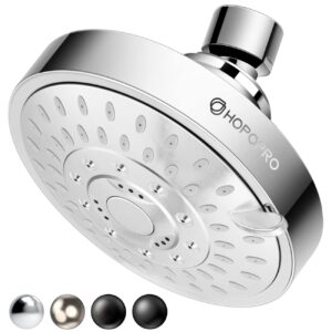 HOPOPRO NBC News Recommended Brand 5 Modes High Pressure Shower Head 4.1 Inch High Flow Fixed Showerheads Bathroom Showerhead for Luxury Shower Experience Even at Low Water Pressure - Chrome