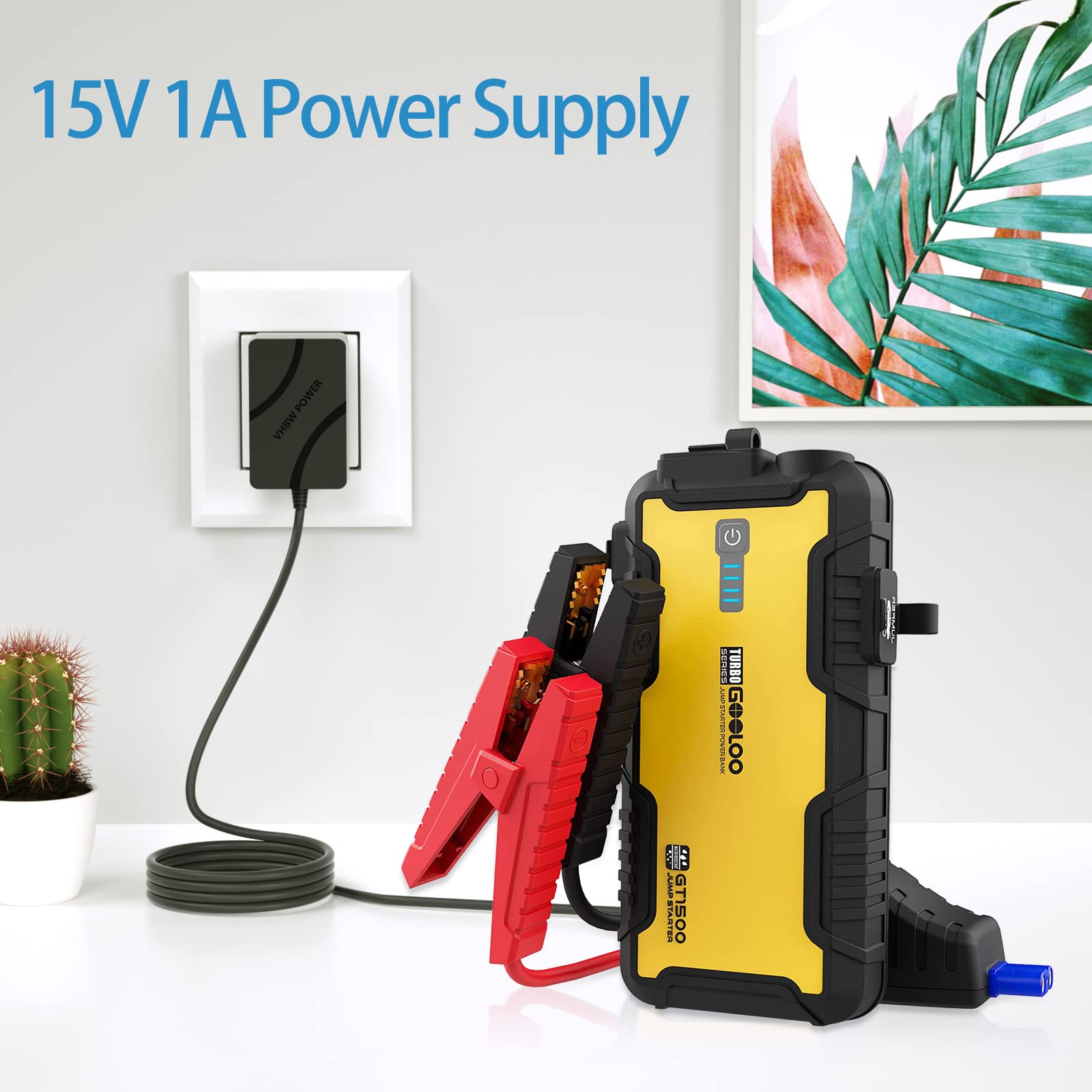 15V 1A Power Supply Charger for Car Jump Starter, Peak 450A 500A 600A 800A 1000A for Auto Battery Booster Schumacher TACKLIFE T6 DBPOWER DJS50 GOOLOO Power Supply