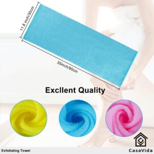 CASAVIDA Exfoliating Washcloth Back Scrubber for Shower Exfoliating Body Scrubber Japanese Beauty Washcloth African Net Sponge Bath Korean Loofah Towel Wash Cloth Body Shower Scrub Towel 3 Pack