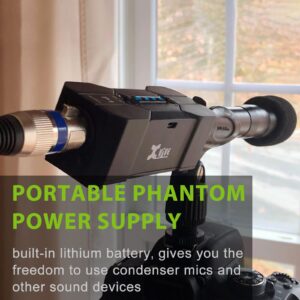 Xvive P1 Phantom Power Supply 48V/12V Switch,Up to 40 Hours of Use,Rechargeable Portable Phantom Power for Condenser/Shotgun Microphones, Mic Preamp, Recording Studios