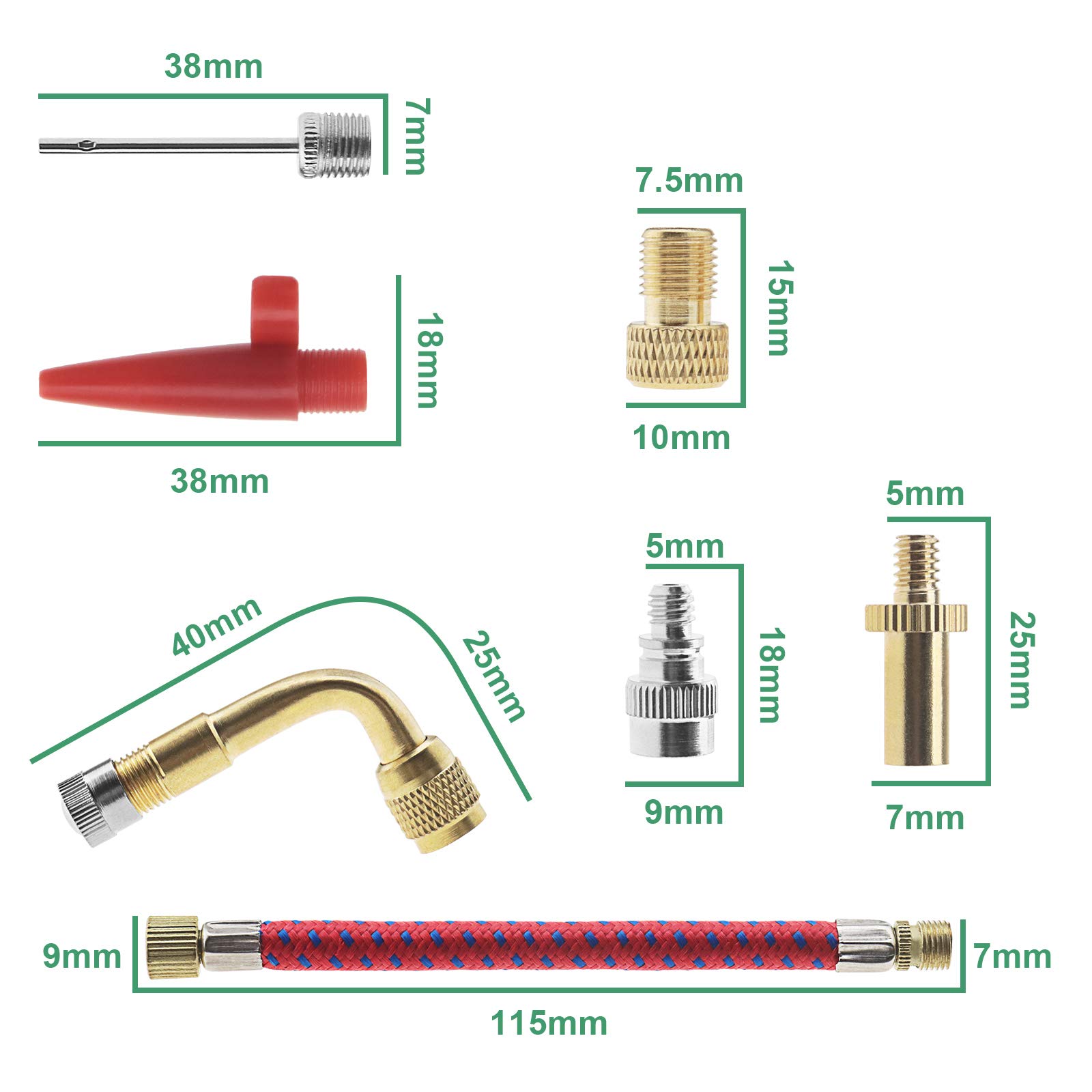 Create idea 12 Pcs Bike Ball Air Pump Accessory Sports Inflate Needle Nozzle Adapter Kit for Bicycle Football Inflatable Toys Air Mattress